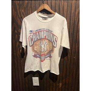Vintage 1996 New York Yankees American League Champions T-Shirt Cropped Logo 7